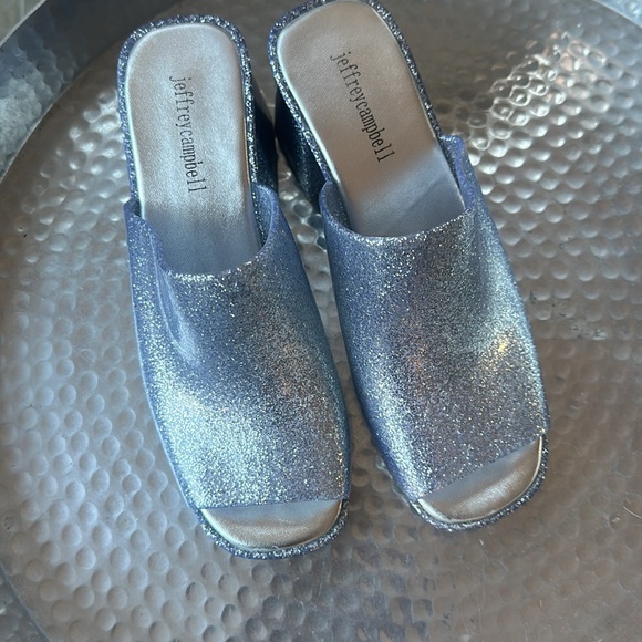 Jeffery Campbell slides silver glitter rubber size 8 - Picture 2 of 4
